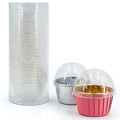 Party Hippo Cupcake Cups, 3.5 Oz 100 pcs Disposable Foil Muffin Liners, Gold Baking Cups, Ramekin Aluminum Cupcake Tip Pan Ramekin Holders, Little Baking Cups (Blue) (50, Lids) - color: Lids