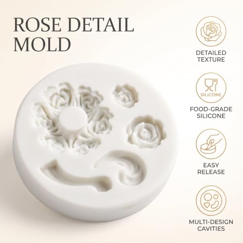 White Dessert Mold Food Grade Mini Rose Flower Teapot Mold Durable, Fondant and Gum Paste Molds,Candy Making Supplies