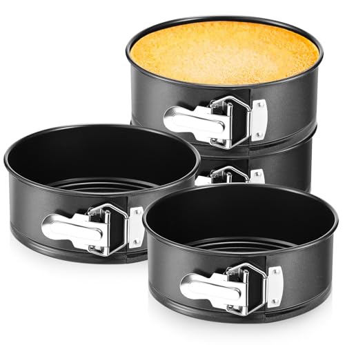 4 Pcs 7 Inch Nonstick Springform Cheesecake Pan with Removable Bottom Black - color: Black, size: 7 Inch