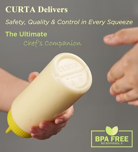 CURTA 6-Pack 8 oz Clear Condiment Squeeze Bottles, Single-Nozzle Caps