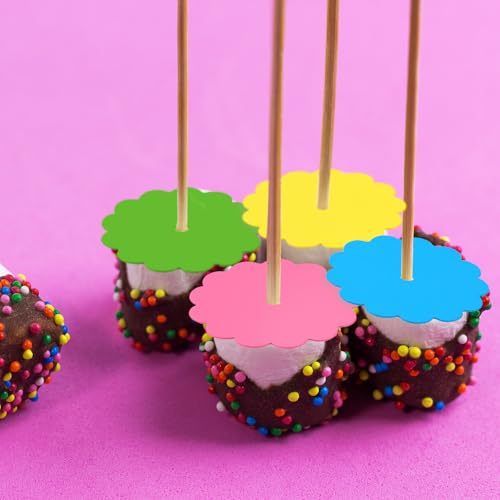 100 Pcs Scalloped Cake Pop Boards with Hole Cake Base, Multicolor - color: Multicolor