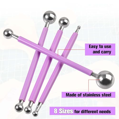 SPEEDWOX 4pcs Caulking Tool Set Metal Ball Modeling Tools Double Ended