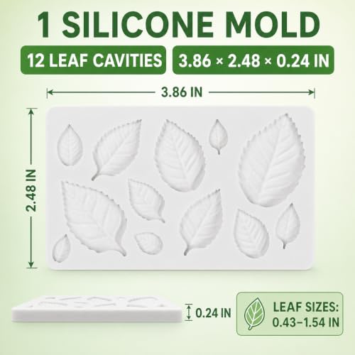 3D Mini Rose Leaf Silicone Fondant Mold - style: rose leaves molds 1