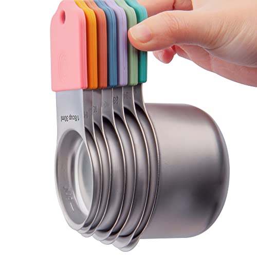 XSNBRD 7-Piece Magnetic Measuring Cup Set, Stainless Steel Stackable Cups - color: Multicolor