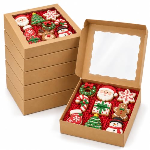 50 Pack Pie Boxes 8x8x2 Inch Bakery Boxes Cookie Box Treat Box - color: Brown