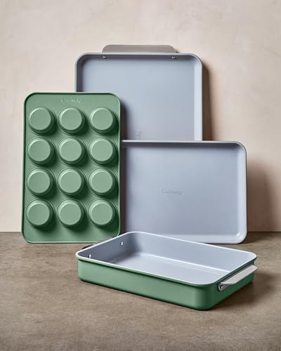 Caraway Non-Stick Rectangle Baking Pan Set - color: Navy, size: Rectangle Pan Trio