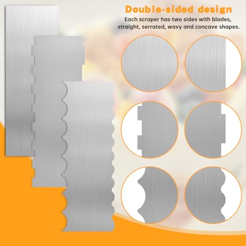 6PCS Stainless Steel Cake Scraper,Cake Decorating Comb