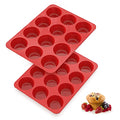 2 Pack Silicone Muffin Pans,12 Cup Nonstick Silicone Cupcake Pan