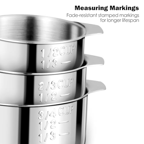 Measuring Cups Set, 7PCS Stainless Steel Engraved Markings Kitchen - size: 7PCS