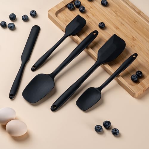 Silicone Spatula Set,5 Piece Food Grade Rubber Spatulas,Grey - color: Gray