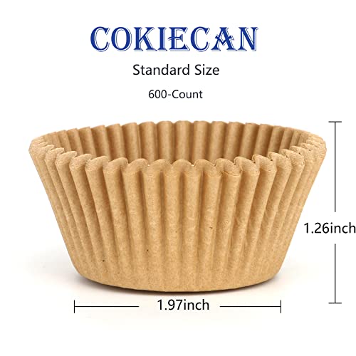 600 Count Natural Cupcake Liners Standard Size Baking Cups Food-Grade Greaseproof Paper Muffin Liners, No Smell Cupcake Wrappers for Wedding Birthday - color: Natural, size: Standard/1.97Inch