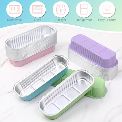 212 Pack Macaron Mini Loaf Pans Set with Lid and Spoon - color: Macaron Colors