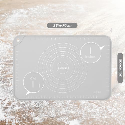 Silicone Pastry Non Stick Baking Mat 28"*20" Dough Rolling Edge Heightening - color: Light Grey, size: 28"L x 20"W
