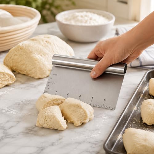 Mrs. Anderson's Baking Pastry Dough Cutter Scraper with Measurements, Stainless Steel - style: Dough Scraper, 18/8 SS