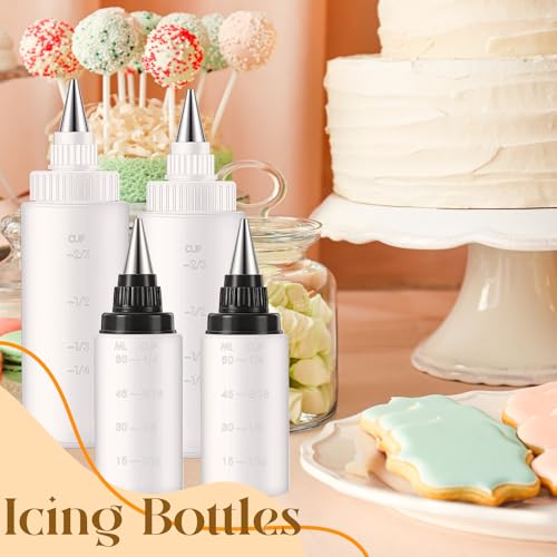 4 Pcs Squeeze Icing Bottles for Cookie Decorating,2 oz & 4 oz - size: 2 Ounces (Pack of 4)