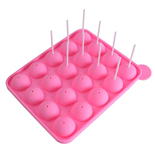 20 Cavity Silicone Pink Lolly Pop Party Cupcake Baking Mold Cake Pop Stick Mold Tray