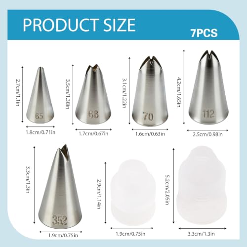 7 Pcs Leaf Piping Tips Set with Couplers - color: 65/68/70/352/112