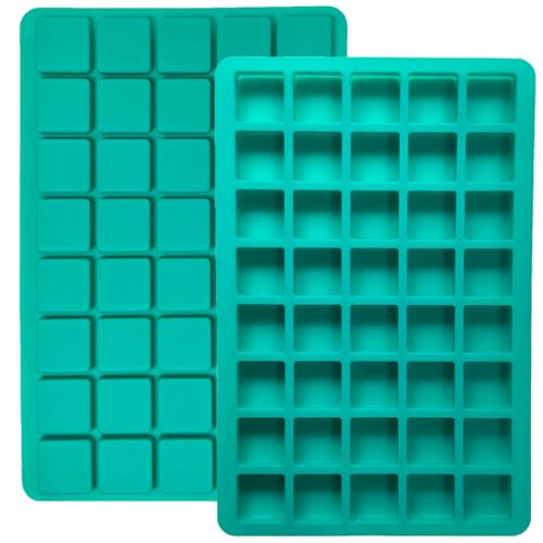 2-Pack Caramel Candy Molds - 80 Cavity Square Silicone Molds for Chocolate, Truffles, Gummy, Ganache, Jelly, Ice Cubes & Hard Candy - color: 80 Cavity Square Gummy Molds