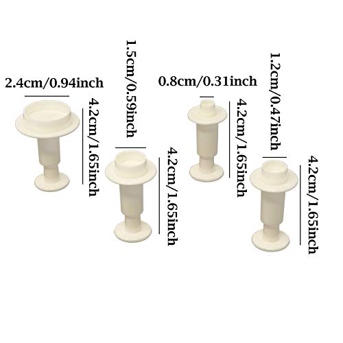 Honbay 4PCS Plastic Round Fondant Cookie Cake Plunger Cutters Molds Embossing Tools for Baking