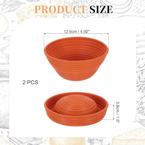 uxcell 2Pcs Silicone Bread Proofing Basket 4.9" Round Sourdough Bread Brown - color: Brown, size: 12.5 cm / 4.9 Inch