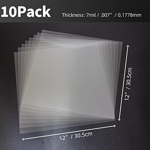 7 Mil Blank Mylar Stencil Sheet (10Pcs),12 x 12 Inch Clear Plastic Sheets, Acetate Sheets for Crafts, Plastic Sheets for Cutting Machine, PET Stencil Material - size: 7mil, 12" x 12”, 10 Pack