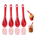 Mini Spoons for Spices, Ceramic Spoon 3.5 inch, Espresso Spoons - color: Red spoon A set of 4