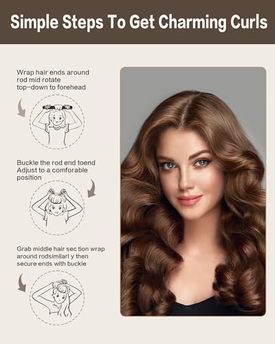Seritant Heatless Curls Overnight with Satin Head Scarf, Velvet Hair Rollers for Blowout Look, No Heat Curling Rod for Long Thick Hair, Soft Sleep In Flexi Rods - color: Brown