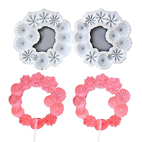 mostsom Silicone Candy Mold Flower Pattern Chocolate Resin 2PCS - size: A_ Flower Round Ring