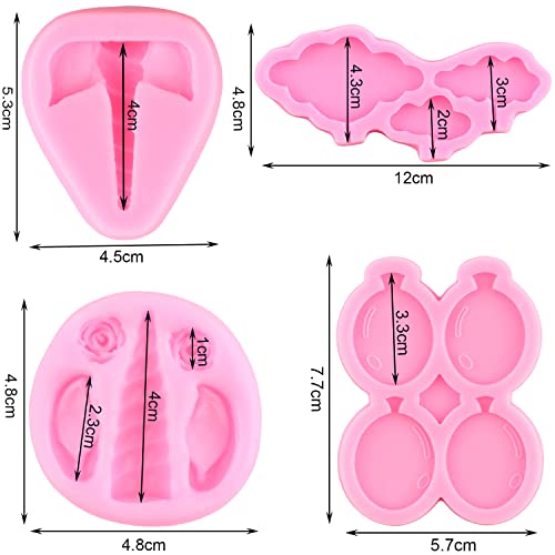 Mujiang Unicorns Silicone Cloud Lollipop Balloon Fondant Mold Set Of 4