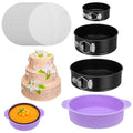 3 Pcs Springform Pan Set, 5 7 9 Inch Nonstick Spring Form Pan, Leakproof Cheesecake Pan with Silicone Protector & 50Pcs Parchment Paper, Removable Bottom Cake Baking Pans for Home Restaurant Bakery