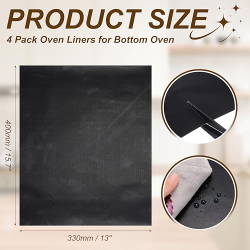 uxcell 4 Pack Oven Liners 15.7x13" 0.1mm Thick Oven Mats Black - color: Black, size: 15.7 x 13"(0.1mm Thick)