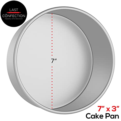 LAST CONFECTION 7 x 3 Inch Round Cake Pans, Set of 2 Anodized Aluminum Cake Pans Baking Tins - size: 2 Pack - 7" x 3" Deep