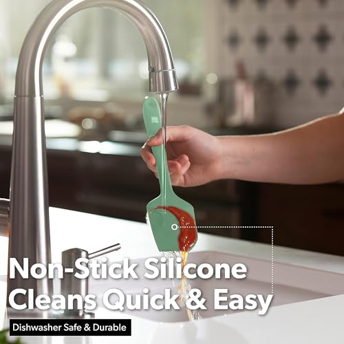 DI ORO Silicone Spatula Set - 600F Heat Resistant, 4-Pc Sage - color: Sage