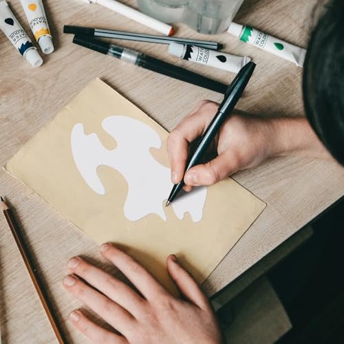 Maitys 2 Pcs Airbrush Curves Stencils, White Art Painting Templates - style: Curves