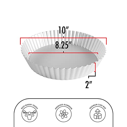 Fat Daddio's PFT-102 Round Fluted Tart Pan, 10 x 2 Inch - size: 10 x 2 Inch