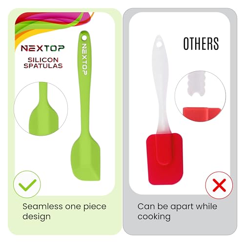 NEXTOP Silicone Spatula 8 Piece Set, Heat-Resistant Non-stick Rubber Spatulas Heat Resistant Seamless One Piece Design Non-Stick Flexible Scrapers Baking Mixing (11 Inches)