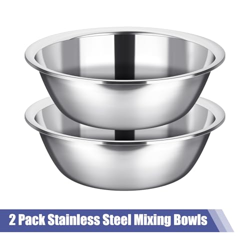 Nuogo 2 Pack Large Mixing Bowls 17 Quart Stainless Steel Flat Base