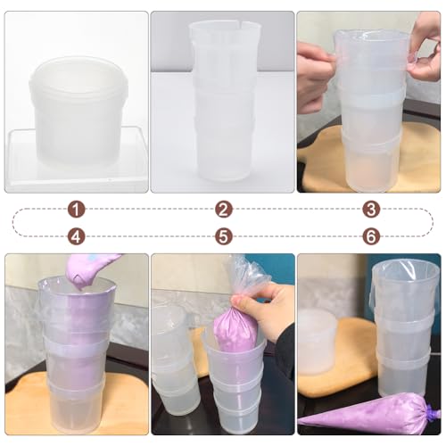 arricraft Pastry Piping Bag Holder Stand for Filling, Piping Tip Organizer Cake Decorating Storage Clear Plastic Cream Icing Bag Rack with 18 Pcs Pastry Bag Ties