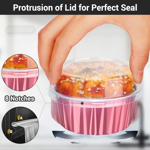 EUSOAR Mini Aluminum Pans with Lids, Pack of 30 Gold Bule Red 5oz Disposable Aluminum Foil Cupcake Liners Ramekins Baking Cups, Dessert Cups with Lids Aluminum Cheesecake Pan Creme Brulee Ramekins - color: 3 Colors Mixed B, size: 30pcs