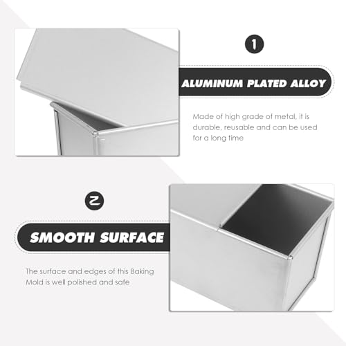 Luxshiny Loaf Pan with Lid Non-Stick Aluminum Plated Alloy Silver