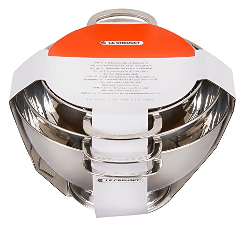 Le Creuset Set of 3 Stackable Colanders - style: Colanders