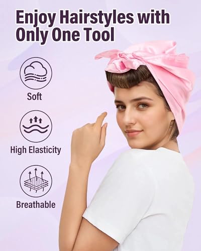 Heatless Hair Curler Overnight Curls-3 Pcs No Heat Curling Blowout Rod to Sleep In,Hair Rollers with Satin Scarf - color: Pink