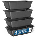 Nonstick Loaf Pan Set Pack of 4, Carbon Steel 11" Large Baking Bread Pan, Oven Safe Up to 450°F, PFOA, PFOS, PTFE Free, Space Saving Stackable Design, Stain Resistant, Dishwasher Friendly, Gray Marble - color: Gray Marble, size: 4 Pack
