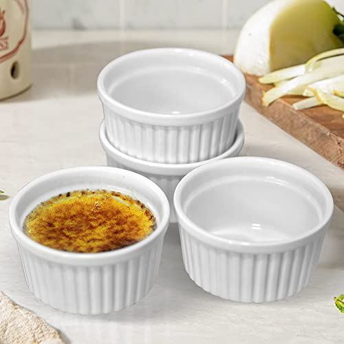 Cinf 6 oz Porcelain Ramekins Set of 4, Souffle & Dessert Cups - color: White, size: 6oz–Mini