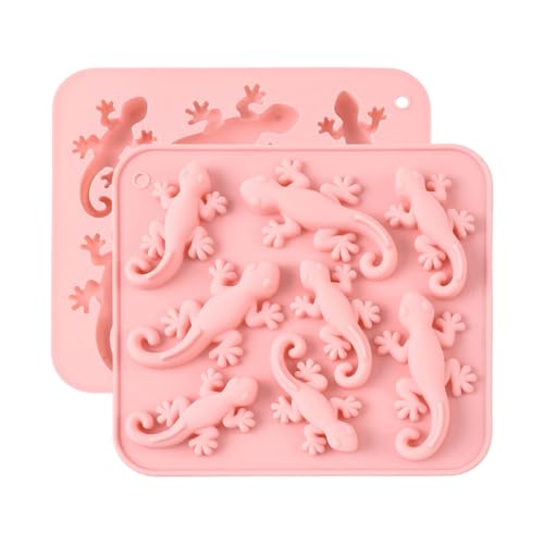Airssory 2 Pcs Gecko Silicone Molds 17.5x15.7x1.4cm Candy Making Fondant Soap Resin Craft Animal House Lizard Mold for Home Bakers Crafters - color: Gecko Silicone Molds