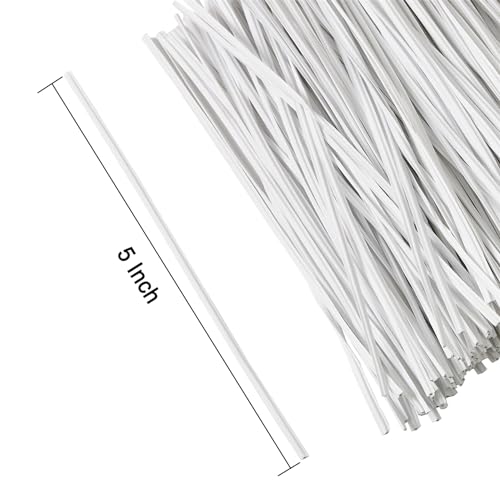 300 pcs 5 inches White Plastic Twist Ties, Cable Ties, for Bags, Gardening Tools - color: White
