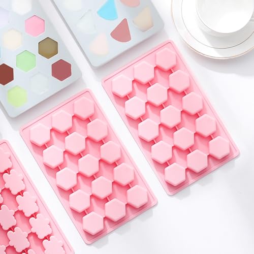 2-Pack Hexagon Shape Candy & Chocolate Silicone Molds, Non-stick, Pink - size: Hexagon