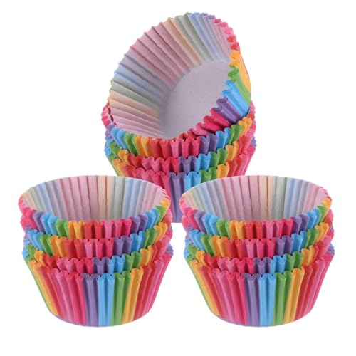 100 Pack Rainbow Cupcake Liners, Standard Size Greaseproof Baking Cups