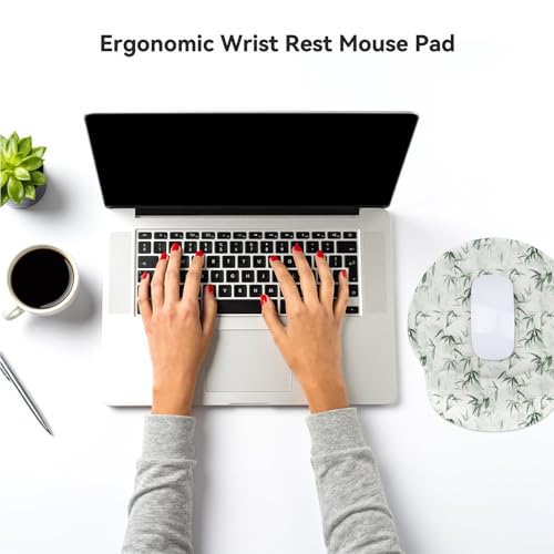 RICHEN Ergonomic Mouse Pad with Wrist Support,Non-Slip Rubber Base for Computer Laptop & Mac,Lightweight Rest for Home,Office & Travel (Bamboo Leaf) - color: Bamboo Leaf
