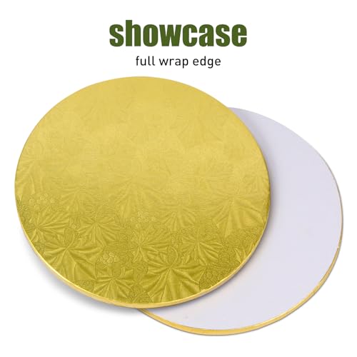 10-Pack Round Gold Cake Drum Board 10 Inch Sturdy 1/2 Inch Thick Full Wrap Edge Cake Base for Heavy Tiered Cakes(10" Gold) - color: Gold, size: 10"
